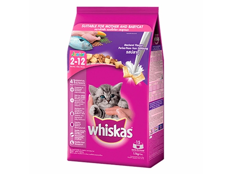 Hạt Mèo Con Whiskas Junior Vị Cá Thu 1.1Kg - Mackerel Fish