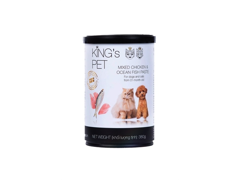 Pate hỗn hợp gà cá cho chó mèo từ 1 tháng tuổi 380g KING'S PET THE PET - 380g