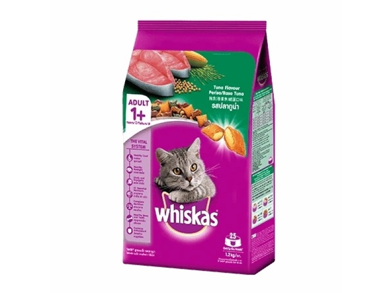 Thức Ăn Hạt Khô Whiskas cho mèo lớn 1.2Kg - Vị Cá Ngừ - Adult Tuna Flavour