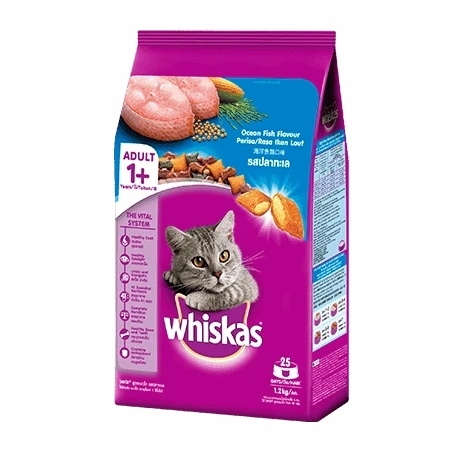 Thức Ăn Hạt Khô Whiskas cho mèo lớn 1.2Kg - Vị Cá Biển - Adult Ocean Fish Flavour
